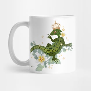 Sand lizard with crown and exotic plants Mug